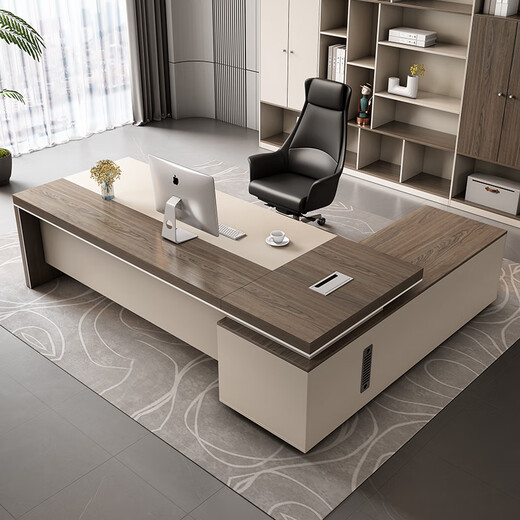 Wellsijia E0 level boss desk office desk simple modern manager president desk office desk and chair combination executive desk office furniture 2.2m boss desk + 1.6m side cabinet E0 level environmentally friendly board