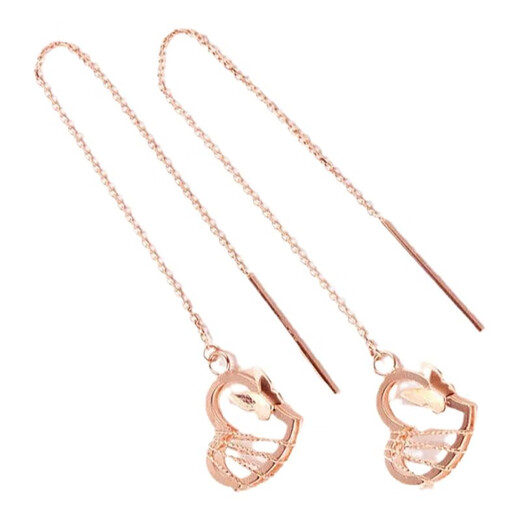 KZD Old Phoenix Gold Store Model Russian Korean Style Brushed Love Earrings 18K Rose Gold Color Gold Light Luxurious Temperament Lady Love Ear Wire Rose Gold Pair