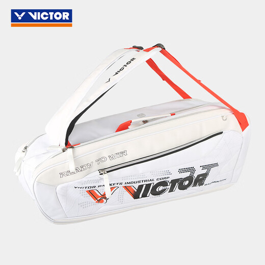 VICTOR Victory Badminton Bag Back-carry Large Capacity Rectangular Bag 6-Pack Racquet Bag Sports Backpack BR6219 BR5223-AH Bright White/Light Gray