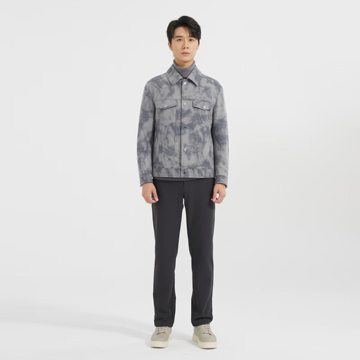 Lilang leichte Mode -Herrenkleidung [gestrickt Jacquard] Wollmantel Herren Kurzes Revers warme Wolljacke Q4dyr102 Blau und Weiß 2xl (180)