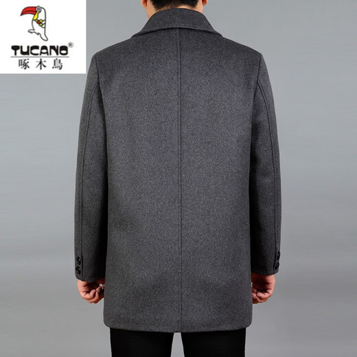 Specht (Tucano) mittlerer und älterer Wolljacke für Herren Herbst und Winter mittelgroße Daddy-Wolle Cashmere Mantel plus samtdicker Jacke dunkelgrau [mittelgroß] Zmn1317 [nicht hinzugefügt 170/m