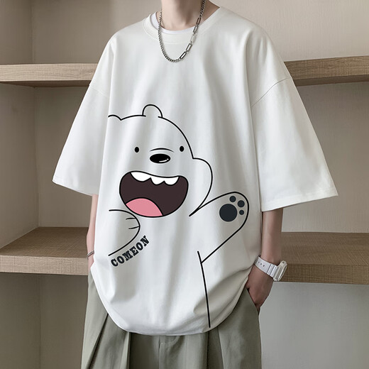 Camiseta de manga corta de algodón puro yanyi 230G para hombres en un verano a media manga americana americana rosa de manga media de mangas [recomendado 100-120Jin [Jin iguala 0.5 kg]]]]