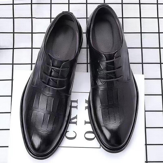 
Scarecrow Brock Derby Shoes Genuine Leather Soft Sole Leather Shoes Men's Business Official Casual Shoes British Wedding High-end Groom Shoes 1389 Black 41