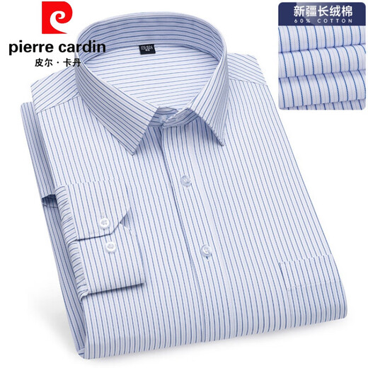 Pier Cardin Dad Dad Langarmed Hemd mittleren und älteren Xinjiang-Baumwollhemd-Hemd mit mittleren Alters im mittleren Alter, das das Hemd mit gerader Styling-Bottoms-Bottom-Style-Hemd 6623 38 ist