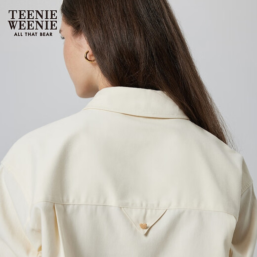 Teenie Weenie Bear Women's Shirt Autumn Shirt Long Sleeve Commuting Top Simple Casual Jacket Women's Cream White S (160)