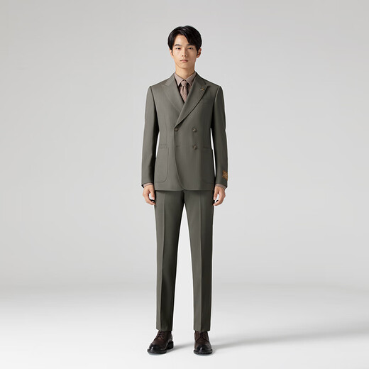 VICUTU Men's Suit Tops Autumn Shopping Mall Same Style Business Casual Versatile Suit Jacket 175B Suit or 96 Pants 24 (Green Brown Top)