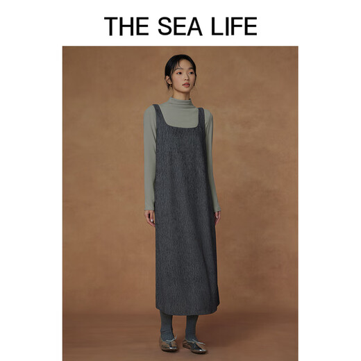 THE SEA LIFE欧海一生 连衣裙女24秋季柔软垂顺舒适优雅大方背心连衣裙C12211 苜蓿灰 S