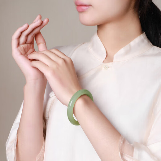 Pure Heart Stone Boutique Grade Hetian Jade Light Sapphire Bracelet Multiple Calibers Available with Certificate 55-56mm