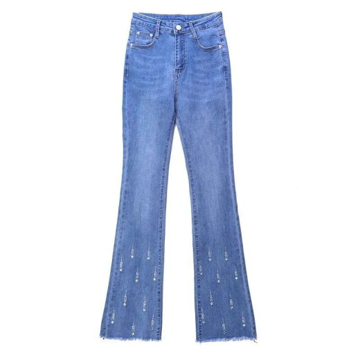 BJORN GOAN JEANS POUR LES FEMMES 2025 Spring and Automne New Fashion Trendy Micro Flare Pantoureurs High Wistle Slim Flexible Flare Pantum Long Pantalon Forging-Edged Versatile 6191-Light Blue 26 suggéré 80-90jin [Jin est égal à 0,5 kg]