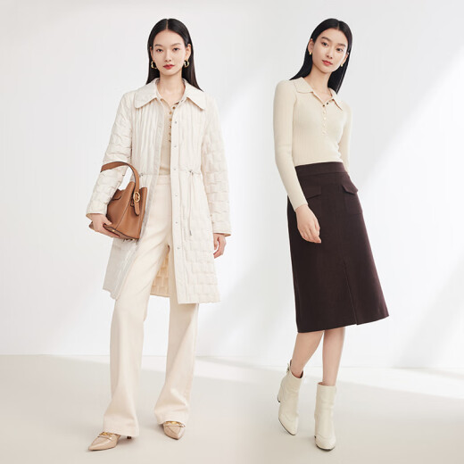 EP Yaying Women's Clothing Yak Polo Collar Metal Button Sweater Shopping Mall Same Model 9913A White M