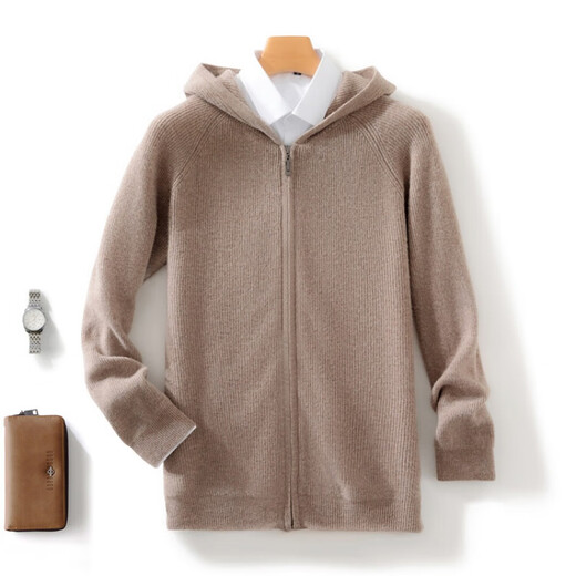 Hengyuanxiang Men's Wool Sweater Hooded Cardigan Solid Color Casual Sweater Hoodie Long Sleeve Zipper Plush Jacket Knitted Jacket Style Blue 3XL