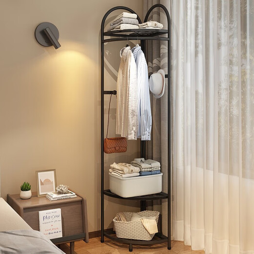 SuoErnuo corner coat rack bedroom floor-standing light luxury creative clothes rack wall hanging clothes rack household room storage rack Clothes rack 9858Y [gold]