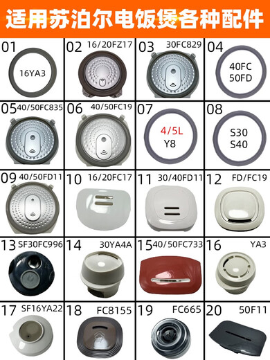 Geeignet für SUPOR-Reiskocher-Dichtungsring 1,6 Liter Silikonring 2 Liter 40FC192940Hz6-75 Ball Kettle Accessoires 03 SU Reiskocher Abdeckplatte 30fc829