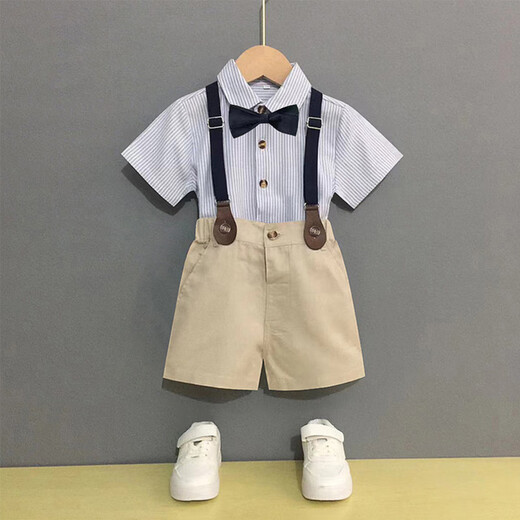 Goku Boys 'Kleideranzug Sommer Kinder Overalls Blumener Anzug Britischer Kindergarten-Abschlussanzug Leistung Anzug Grün Green 90 (Empfohlenes Gewicht 20-25 Jin [Jin gleich 0,5 kg]))