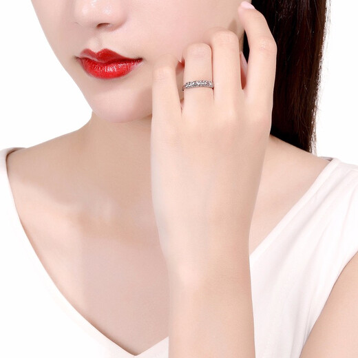 Saturday Fortune (ZLF) PT950 platinum ring women's three-dimensional car flower sparkling corolla live mouth ring No. 13 -2.47g
