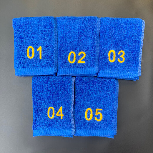 Renying 4D kitchen special towels customized logo hotel catering classification color code management with digital number absorbent rags royal blue cotton 5 strips (with digital number) 30x30cm