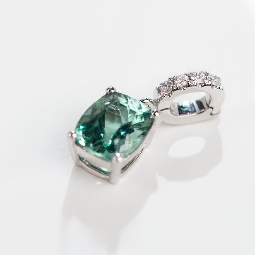 Green Sapphire Pendant 18k Gold Free Buckle Natural Paraiba Mint Olive Green Topaz Tourmaline Women 1 Mint Green Tourmaline