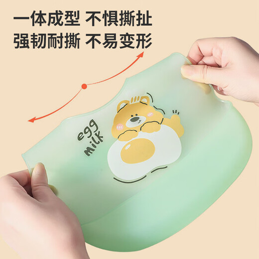 Baos Kinderlätzchen essen über 6 Monate lang 3D dreidimensionaler Speichelbeutel wasserdichtes öl-splash-bestehender Lackholz-Green-Bär