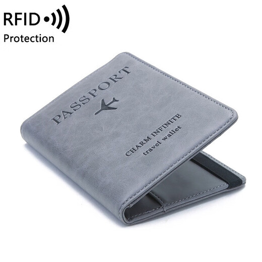
Teriger Passport Clip Travel Document Storage Bag Passport Protection Case Anti-theft Air Ticket Clip Study Abroad Portable Passport Wallet Passport Storage Bag RFID Anti-theft Gray