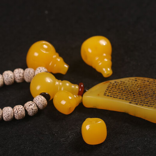Flying Goose Chicken Oil Yellow Beeswax Three-way Buddha Head In One Bracelet Beads Accessories Set Diamond Star Moon Bodhi DIY Accessories Manmi Chicken Oil Yellow One-In-One Three-way 18MM