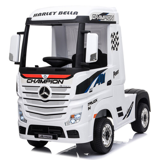 Harleybella Mercedes-Benz truck children's electric car four-wheel remote control baby four-wheel drive truck child semi-trailer toy trailer upgraded white rear trailer + four-wheel drive + dual batteries + early education + high-end features