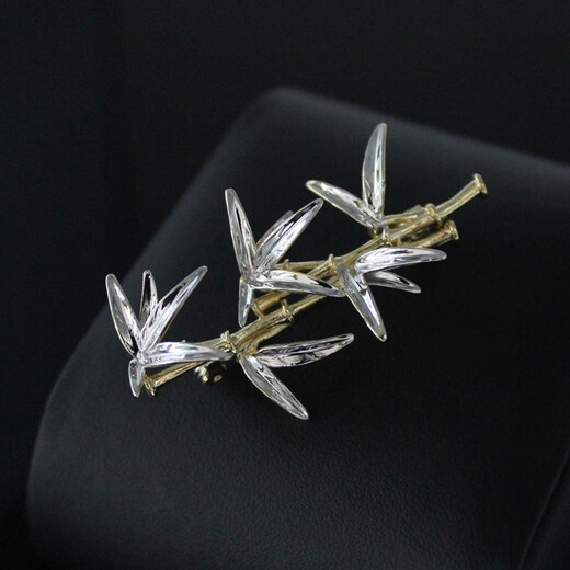 Xifei Men's Brooch Gentleman's Bamboo Corsage Pin Two-color Suit Overcoat Clothing Accessories Business Casual Accessories