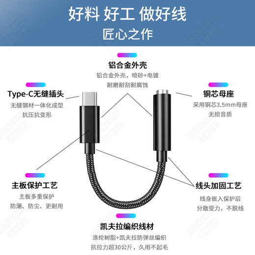 WRW Huawei mate70 digital audio adapter Pura70pro mobile phone headphone adapter nova14/13/12 conversion cable Type-C headphone P60 to interface X6/X5 Black premium version [high-end DAC HiFi sound quality, true no noise floor] Type-