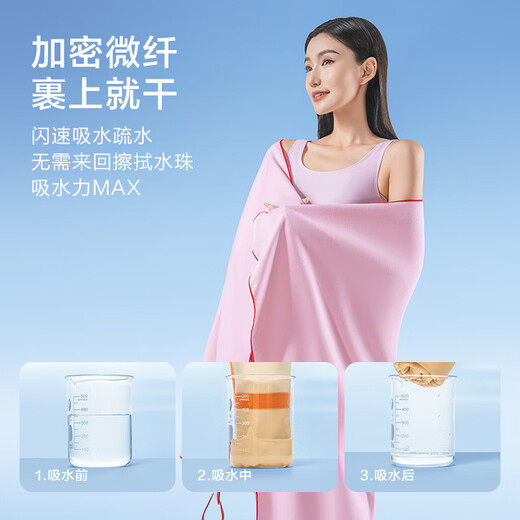 Made in JD.com, quick-drying and absorbent bath towel, swimming sports beach hot spring water towel, quick-drying towel, macaron powder 80*130cm