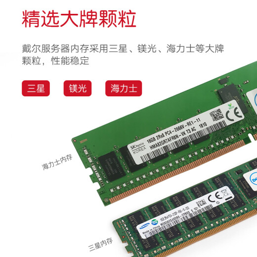 戴尔（DELL）服务器工作站RECC内存条 R710 R720 R730 R740 RDIMM内存 16G ECC PC4 DDR4 3200R 服务器内存