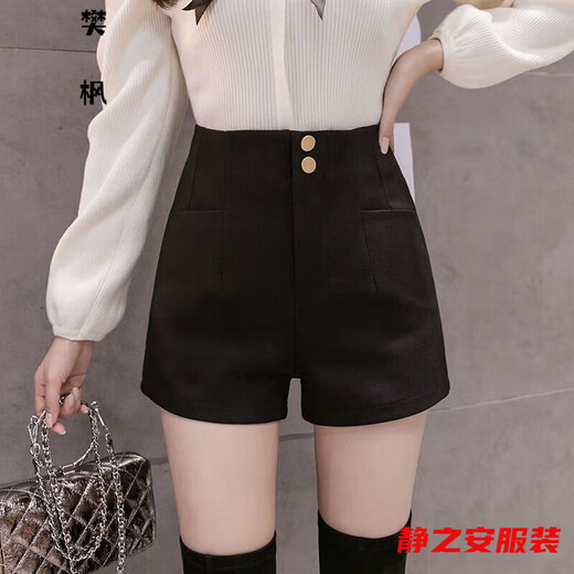 Ma Feixuan Shorts Women's Autumn and Winter New High Waisted Wide Legs A-line Outer Wear Versatile Slim Bottoming Boot Pants Bottoming Outer Wearing Skirts Shorts (6215 Black) M 90-100Jin Jin is equal to 0.5 kg