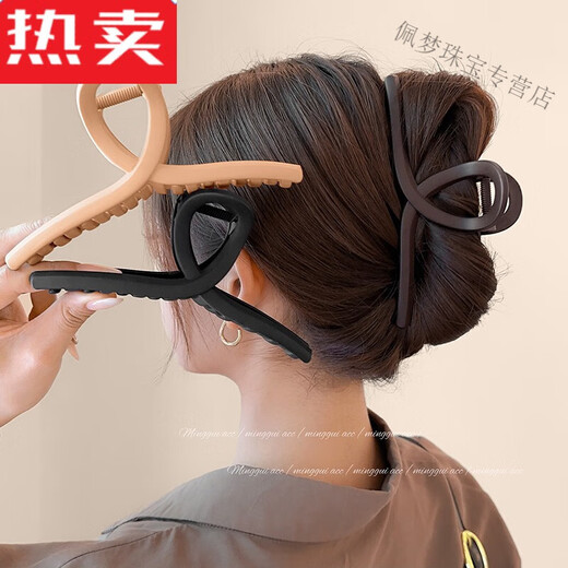 SNQP抓夹女2024新款后脑勺发夹超大号盘发鲨鱼夹发量多夹子头饰 黑色+深咖+米白15:9925的小姐姐