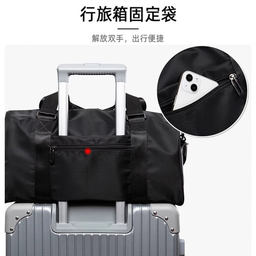 CavlslKcat travel bag men's large-capacity handbag dry and wet separation fitness bag business trip luggage bag casual sports bag black extra size (with shoe compartment) 48*24*26cm