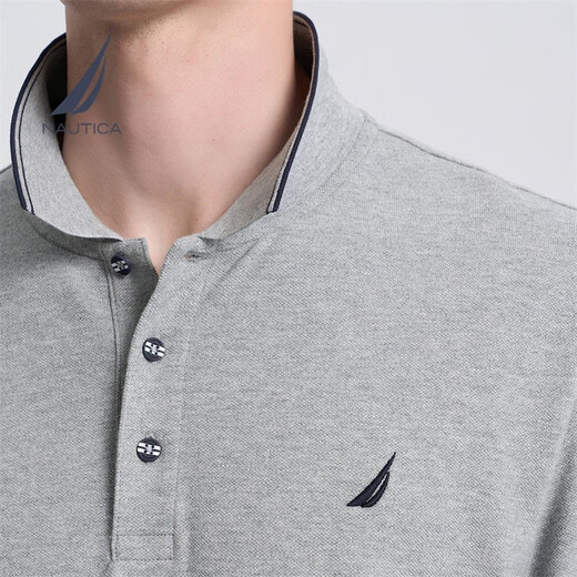 NAUTICA shopping mall same style men's spring and autumn business casual breathable skin-friendly long-sleeved POLO shirt for men KO3103 dark gray 00E (231) XL