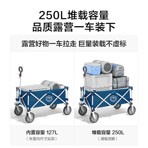 Made in Tokyo, gathering type outdoor camper, folding trolley, camping car, picnic stall, double brake 240Jin Jin is equal to 0.5kg, load-bearing graphite black