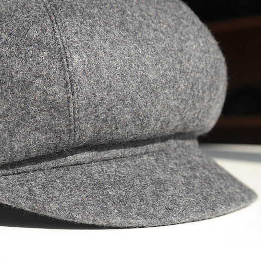 Hundred Hat King Autumn and Winter Wool Woolen Octagonal Hat Men's Middle-aged and Elderly Hats Old Man Hats Old Man Hats Grandpa and Dad Hats Dark Gray Extra Small Size (54)