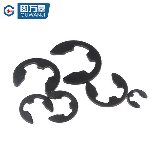 GUWANJI (GUWANJI) 304 stainless steel E-type circlip, iron black open snap ring bearing, e-type snap retaining ring shaft with circlip gasket M2.5 1000 pieces, carbon steel material