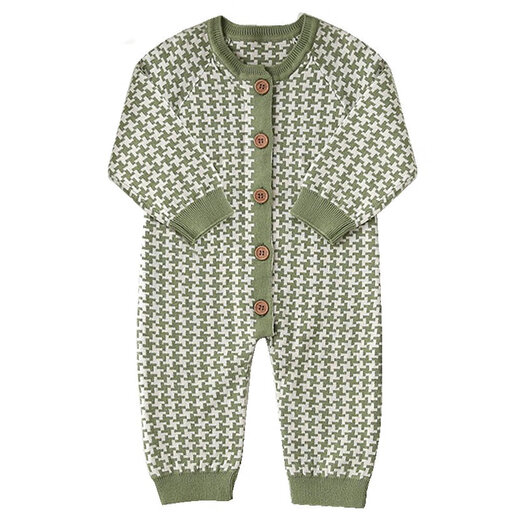 Shining Moment baby jumpsuit, spring and autumn sweater, knitted jumpsuit, outdoor wear, long-sleeved romper, Language of Love hooded knitted jumpsuit 66cm