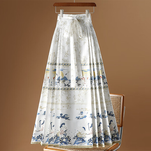 Pier Cardin's new Chinese style horse-faced skirt for women in spring and autumn 2025 new one-piece long skirt Hanfu hip-covering pleated skirt 9882. Black S