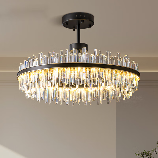 Prisma Light Luxuskristalllampe postmosphärische atmosphärische Wohnzimmer Kronleuchter schwarzer Eisenkreis Esszimmer Lampe Hanging Line Modell 9732-800x