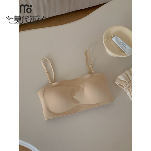 Modal strapless anti-slip tube top seamless underwear for women with big breasts, no steel ring, anti-sagging, breathable and beautiful back bra, off-white L -36/80