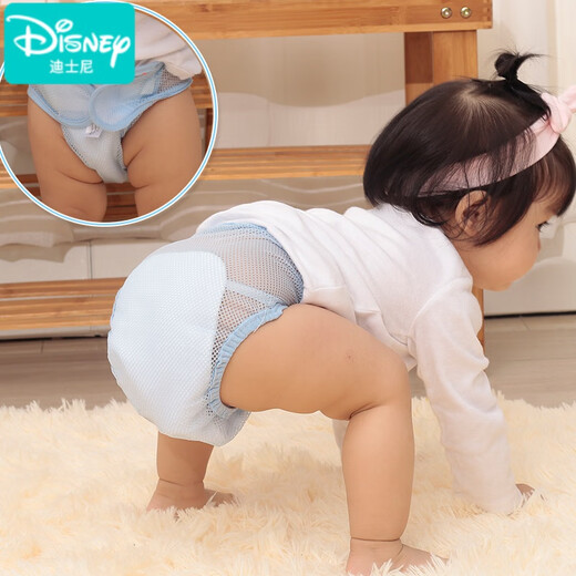 迪士尼（Disney）尿布裤透气网兜婴儿网眼尿布兜尿片布尿裤宝宝尿裤可洗戒子夏季 蓝1+粉1 L(约18-28斤)