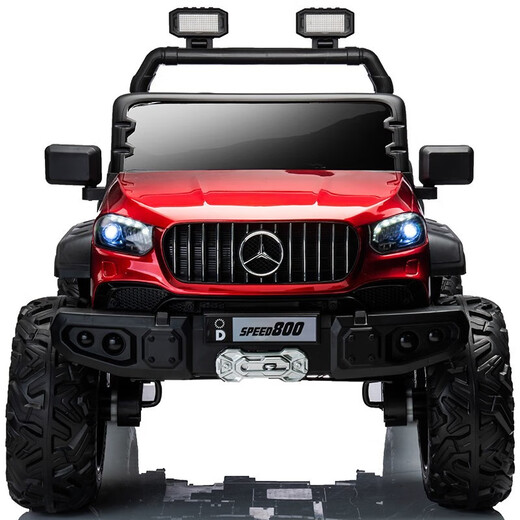 技速超大号儿童电动车双人可做1到5岁宝宝遥控玩具童车小孩可驾驶四驱 A烤漆黑四驱：12V10+软座+全功能