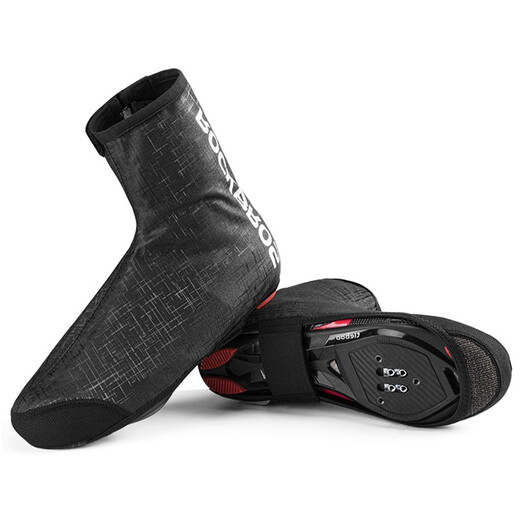 ROCKBROS Warm Cycling Shoe Covers Mountain Bike Waterproof Road Bike Lock Shoe Covers Autumn and Winter Cycling Equipment Thickened Reflective Style L/XL (Suitable for Sizes 42-46)