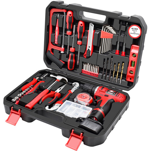 Kraftwell 109-piece household electric drill tool box set rechargeable electric screwdriver electrician repair P2982A