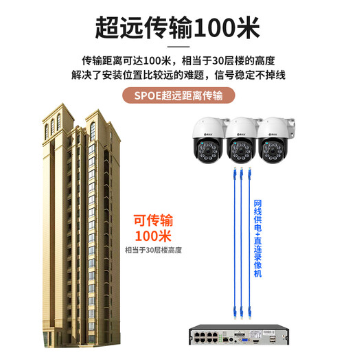 霸天安监控套装商用500万超高清户外防水家用摄像头室外手机远程工厂超市poe供电网络监控器全套设备 4路含3T硬盘（监控30天）升级扩展录像机