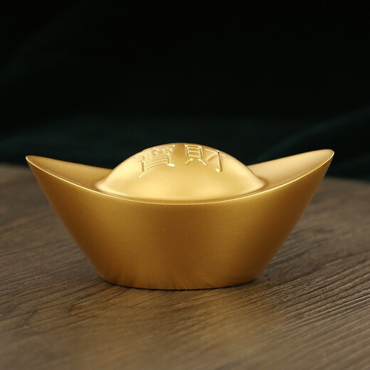 Jishantang Solid Brass Gosdated Sintot Dornmants Home Office Desktop Coremer New Home Открытие подарочных подарков 5 см Медной слиток (песчаное золотое стиль)