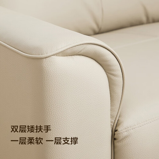 Lin's Home Genuine Cuero Sofá Sala de estar Top Capeta Sofá Sofá Pequeño apartamento Ligera de lujo de cuero italiano Muebles de cuero recto S196 Pearl Gray 3.22m