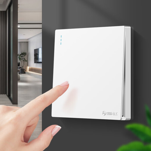 国际电工86型开关插座大面板墙壁暗装家用一开5五孔三孔空调插座白色 一开单控