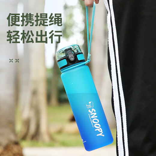 Snoopy (SNOOPY) children's water cup summer portable large-capacity drop-proof and leak-proof drinking cup for male and female primary school students one-click direct drinking cup blue