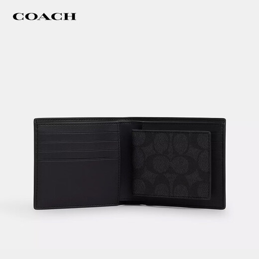 COACH brand direct supply men's bag men's classic presbyopic wallet card holder gift box black CW344 birthday gift